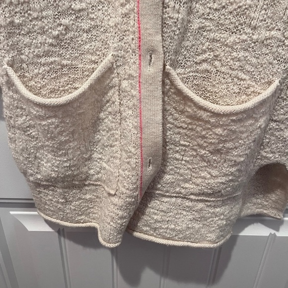 Free People Cream Long Button Up Cardigan Sweater Cottagecore Coquette Boho Y2K - Picture 2 of 10
